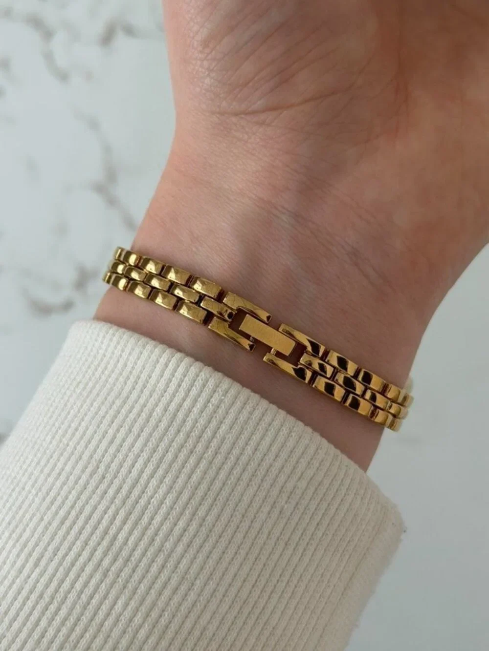 SKU0514‎ Retro Gold White dial Women Minimalist Watch Bracelet Stainless steel